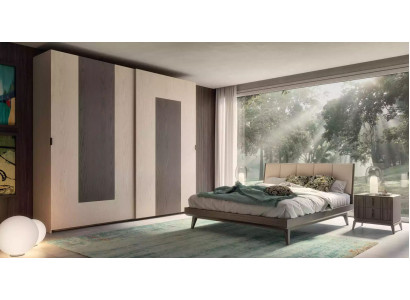 Ensemble de chambre à coucher Lit 2x Tables de chevet Armoire Design Luxe nouvel ensemble de 4 pièces